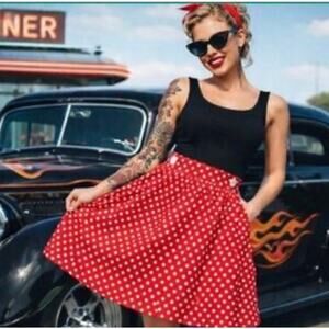 Mod Cloth Red with white polka dots skirt size 2X